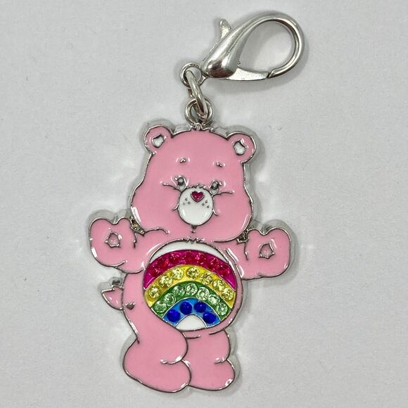 Care Bears Cheer Bear Pink Clip On Charm Rainbow Belly Enamel Zipper Pull Bag - Picture 4 of 9
